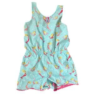 Lands End Mermaid Romper in Aqua & Hot Pink - M
